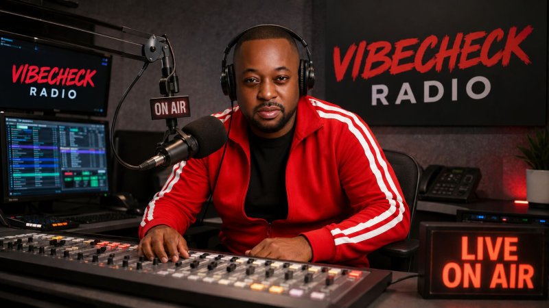 Live on the air at VibeCheck Radio